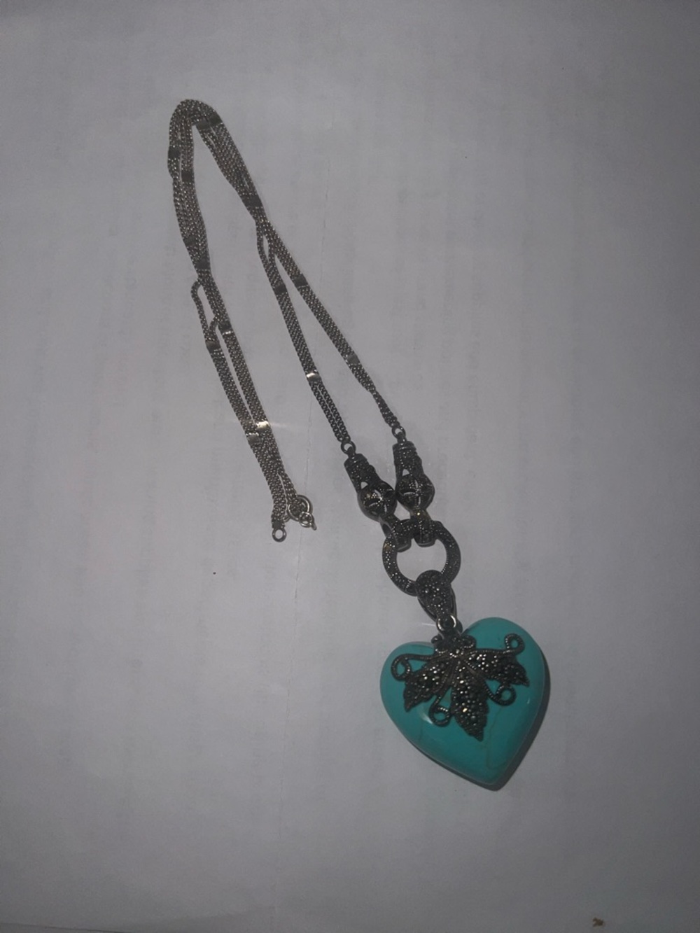 Vintage-Inspired Turquoise Heart Pendant Necklace - Unbranded